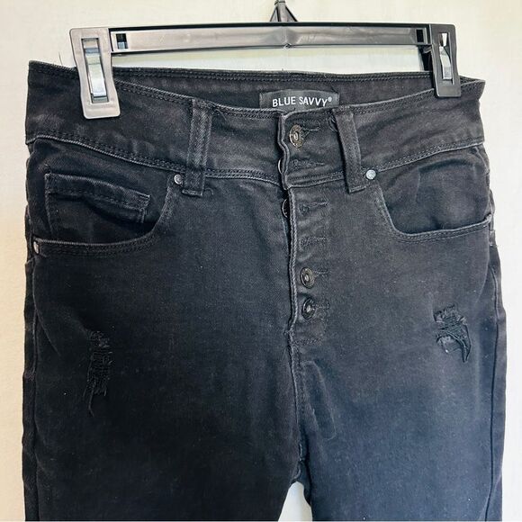 Blue Savvy Black Stretch Denim Capri Jeans Size 9/29 - Picture 5 of 9